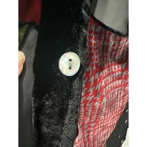 Vintage 1990s Blast Shirt XL Black Velour Floral Artsy Sheer Silk Button Up - Picture 5 of 15